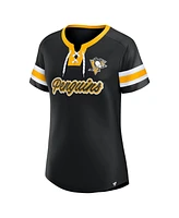 Fanatics Women's Black Pittsburgh Penguins Iconic Athena Lace-Up T-Shirt