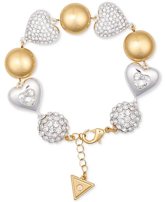 Guess Two-Tone Heart & Ball Charm Statement Bracelet
