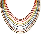 Guess Gold-Tone Rainbow Rhinestone Layered Necklace, 20" + 2" extender