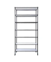 7 Tier Metal Shelf Wire Shelving Unit, 2450lbs Heavy Duty Adjustable Storage Rack with Wheels & Shelf Liners