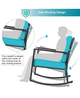 Patio Rattan Rocker Chair Outdoor Glider Rocking Chair Cushion Lawn
