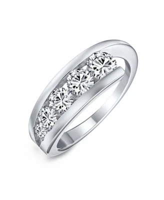 Bling Jewelry Modern Graduated Cubic Zirconia Cz Statement Band Ring .925 Sterling Silver