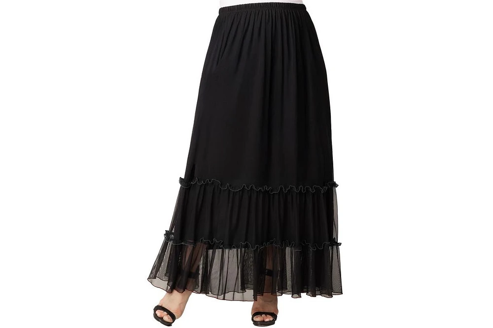 Kiyonna Plus Isla Tiered Mesh Maxi Skirt