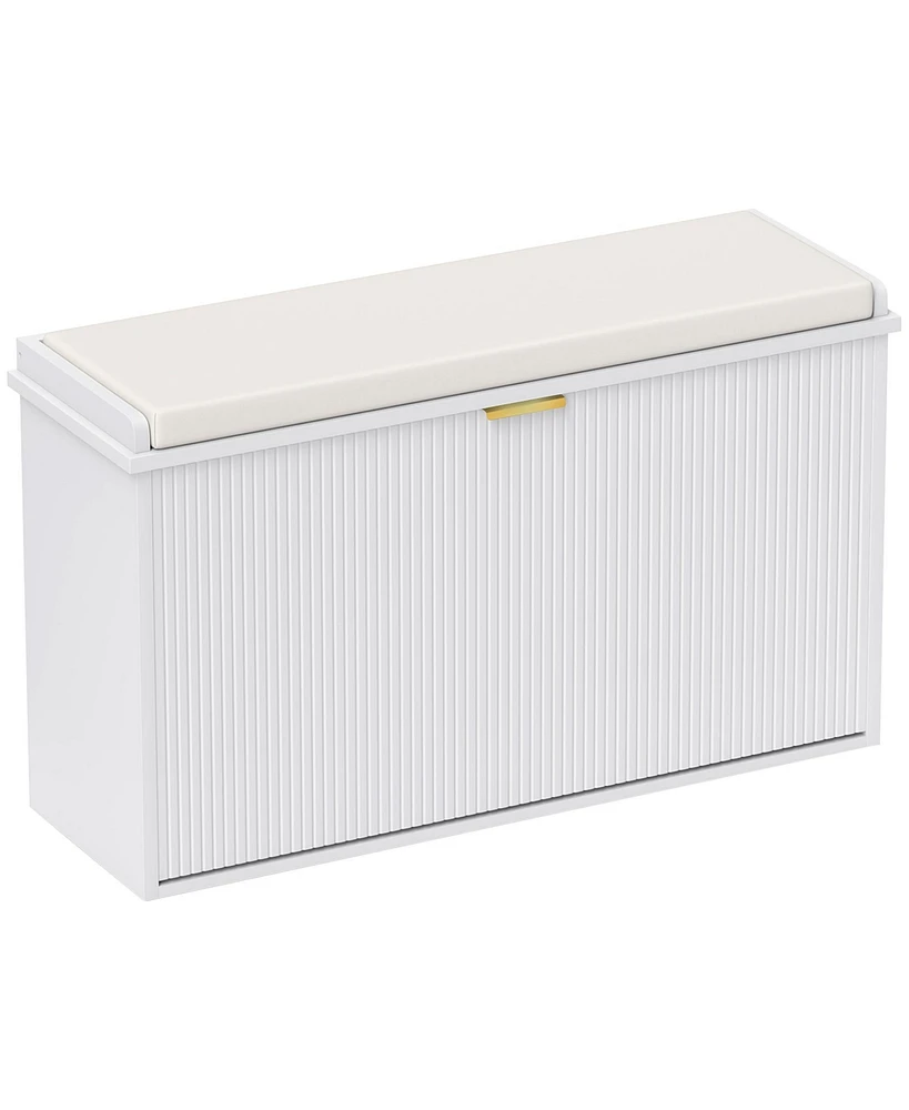Homcom Shoe Bench with Padded Seat and Flip-Drawer for 8 Pairs,