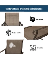 Light Taupe Textilene Metal Patio Outdoor Dining Chair Set of 2