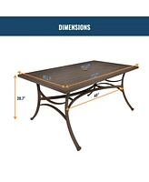 Rectangle Metal Patio Outdoor Dining Table with 1.9 Inches Umbrella Hole