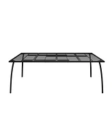 in Rectangle Metal Patio Outdoor Dining Table