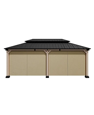 Mondawe 20 ft. x 12 ft Outdoor Fir Solid Wood Frame Patio Gazebo Canopy Tent Shelter with Galvanized Steel Hardtop Pavilion