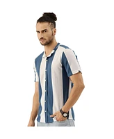 Campus Sutra Men's Blue & White Candy Striped Shirt