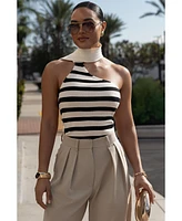 Jluxlabel Women's Black/White Amelie Striped Top