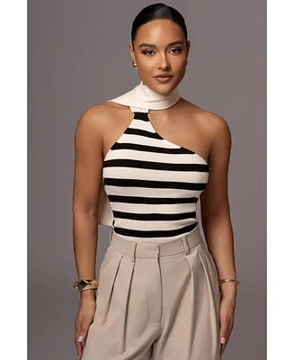 Jluxlabel Women's Black/White Amelie Striped Top