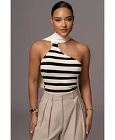 Jluxlabel Women's Black/White Amelie Striped Top