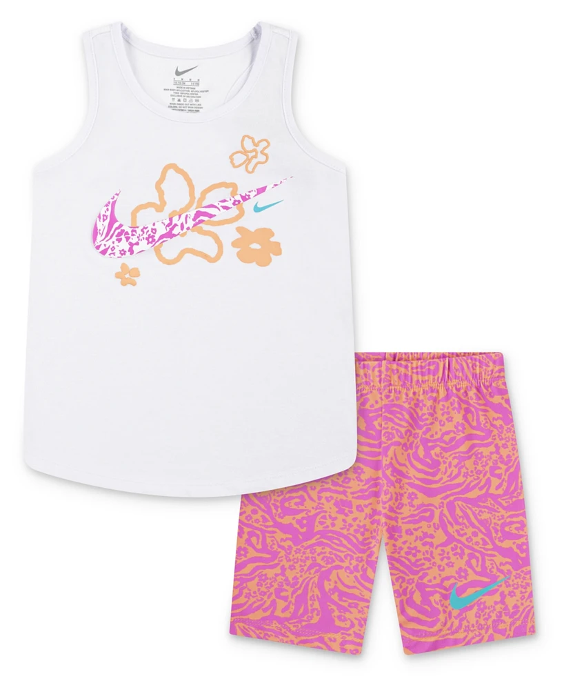 Nike Little Girls 2-Piece Wild Flower Printed Bike Shorts Set