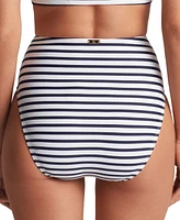 Lauren Ralph Women's Modern High Waist Striped Bikini Bottoms