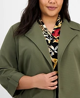 Anne Klein Plus Drapey 3/4-Sleeve Open-Front Jacket