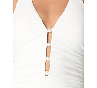 Carmen Marc Valvo Women's Beaded Plunging-Neck Swimsuit