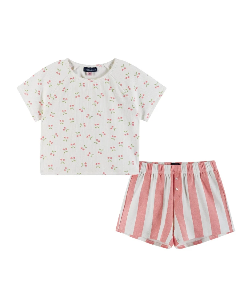 Andy & Evan Big Girls Toddler/Child Raglan Tee Short Pj Set