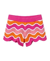 Andy & Evan Toddler Girls Toddler/Child Crochet Scallop Top Shorts Set