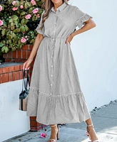 Cupshe Women's Countryside Getaway Striped Maxi Beach Dress