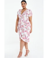 Quiz Plus Floral Scuba Crepe Wrap Maxi Dress
