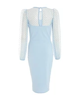 Quiz Women's Scuba Crepe/Mesh Sweetheart Midi Dress
