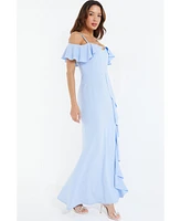 Quiz Women's Scuba Crepe Cold Shoulder Maxi Dress