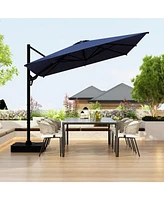 13 ft. Patio Umbrella Square Cantilever Umbrella, Outdoor Market Umbrella in Beige with 360° Rotation for Pool Lawn (without base )(with 365 day