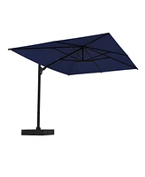 13 ft. Patio Umbrella Square Cantilever Umbrella, Outdoor Market Umbrella in Beige with 360° Rotation for Pool Lawn (without base )(with 365 day