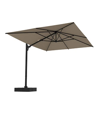 13 ft. Patio Umbrella Square Cantilever Umbrella, Outdoor Market Beige with 360° Rotation for Pool Lawn (without base)