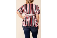 Kiyonna Plus Boulevard Short Sleeve Stripe Top