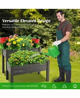 Sugift 2 Tier Wooden Raised Garden Bed with Legs Drain Holes