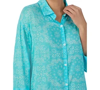 Ellen Tracy Women's Printed 3/4-Sleeve Midi Sleepshirt