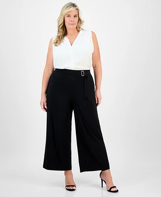 Anne Klein Plus Mid-Rise Wide-Leg Palazzo Pants