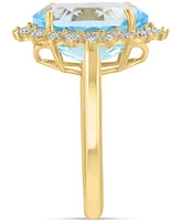 Effy Collection Diamond (1/10 ct. t.w.) & Sky Blue Topaz (6-1/2 ct. t.w.) Ring in 14K Yellow Gold