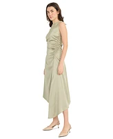Luxely Women's Ruched Asymmetrical Midi Dress