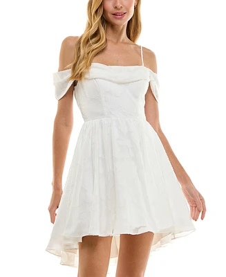 City Studios Juniors' Textured Chiffon Fit & Flare Dress