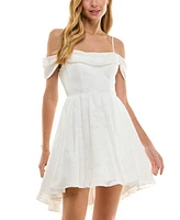 City Studios Juniors' Textured Chiffon Fit & Flare Dress