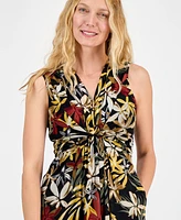 Anne Klein Women's Printed Twist-Front Maxi Dress