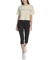 Calvin Klein Performance Women's Glitter Logo High-Low Cropped Tee
