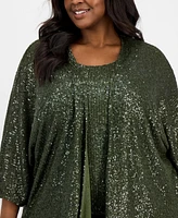 Anne Klein Plus Sequinned 3/4-Sleeve Jacket