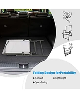 2 Pcs Patio Folding Portable Dining Chairs Metal Frame Armrests Outdoor