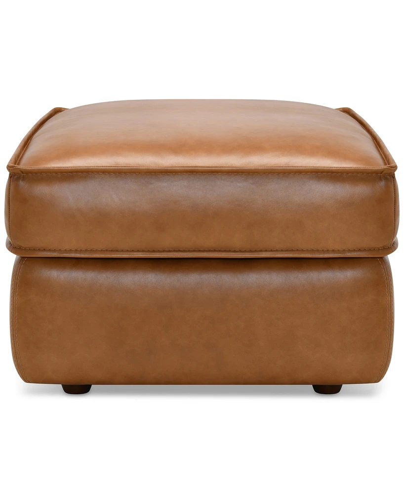 Glympton 26" Leather Ottoman, Exclusively at Macy's
