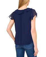 CeCe Women's Ruffle V-Neck Flutter Sleeve Top