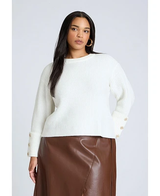 Eloquii Plus Buttoned Sleeve Sweater