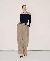 Mango Women's Asymmetric Neckline Belt Jumpsuit