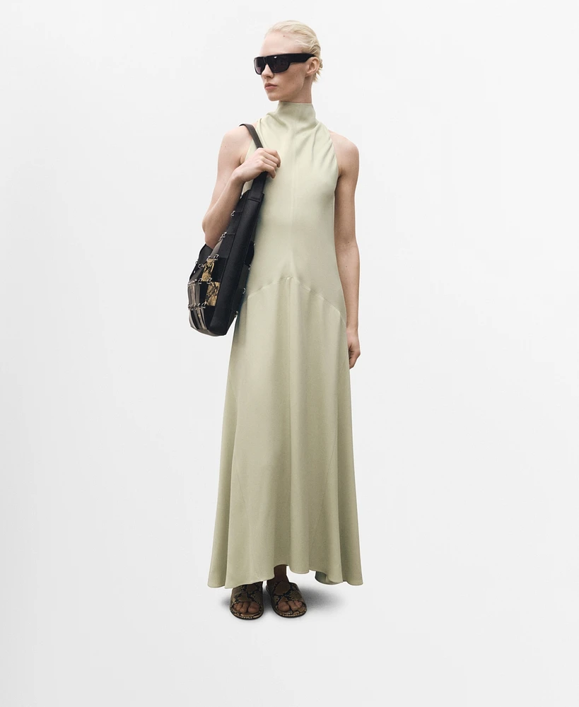 Mango Women's Bow Back Detail Satin Dress