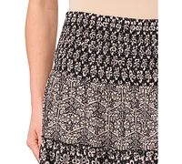 CeCe Women's Printed Tiered Smock-Waist Maxi Skirt