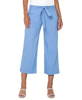 Liverpool Los Angeles Women's Belted Cropped Wide-Leg Pants