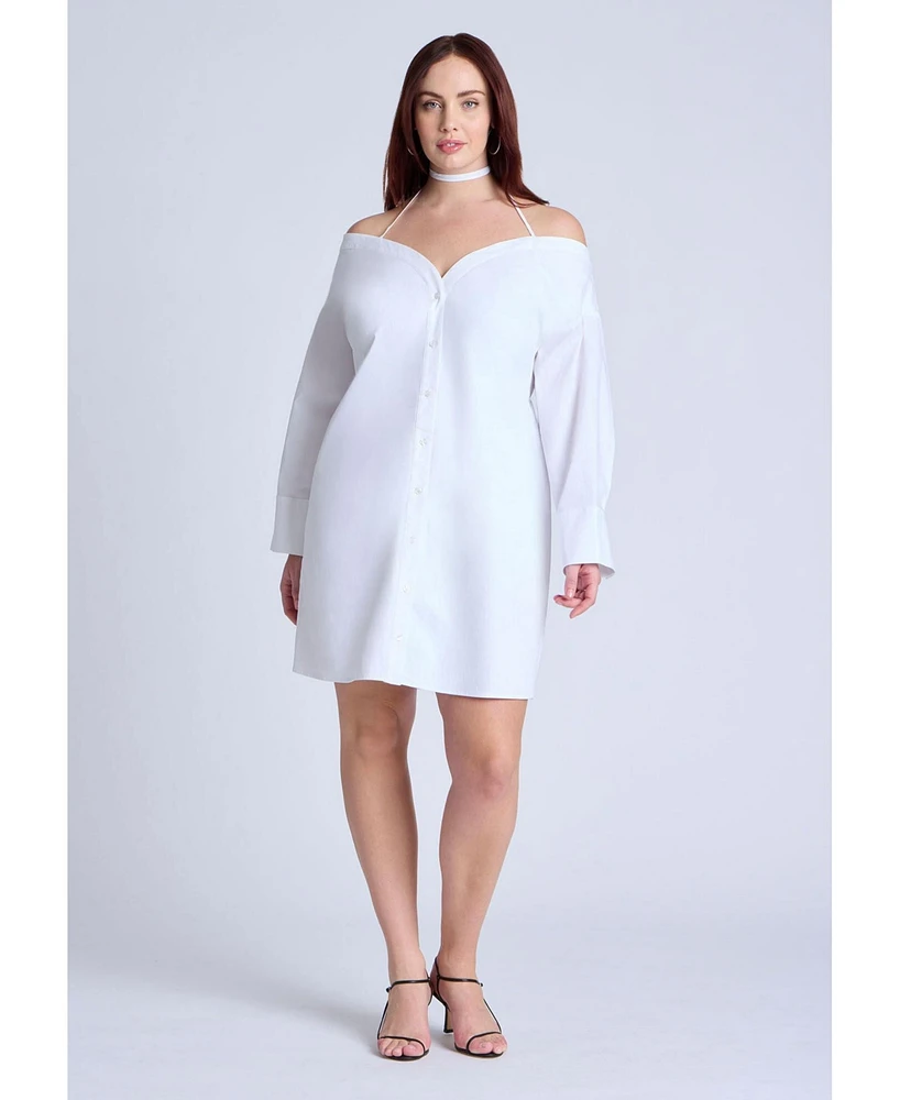 Eloquii Plus Off The Shoulder Poplin Mini Dress