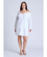 Eloquii Plus Off The Shoulder Poplin Mini Dress